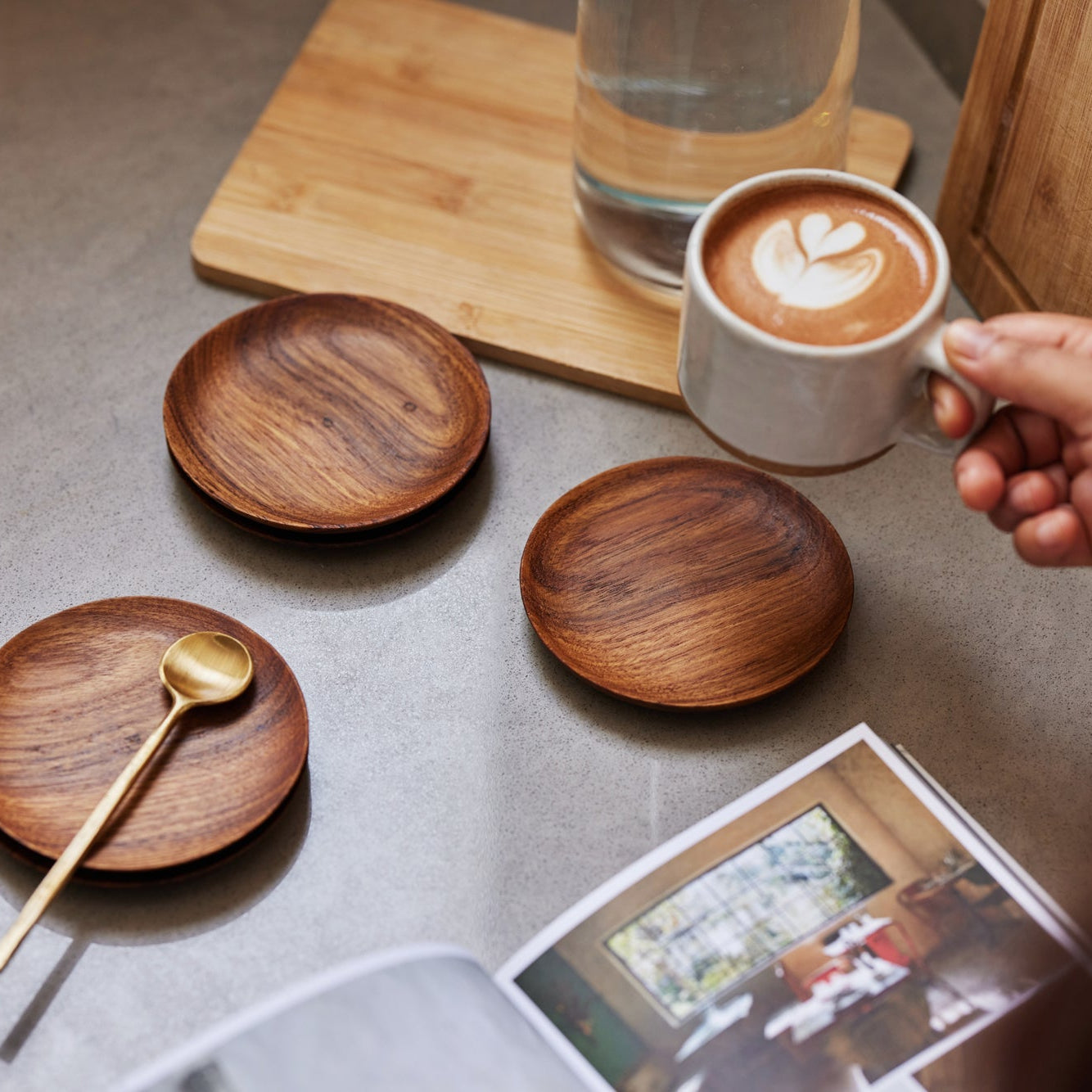 Haven Handcrafted Teak Wood Coaster Set